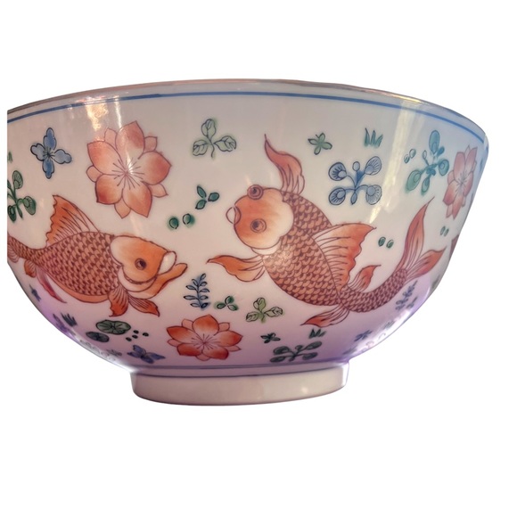 Porcelain 10" vintage Koi fish Gold Carp Decorative bowl - Picture 2 of 12